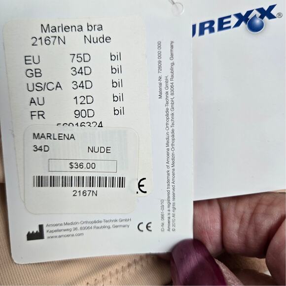 NWT-Amoena Marlena NatureXX Seamless Soft Cup Bra 2167N Nude Size 34D - Picture 6 of 16